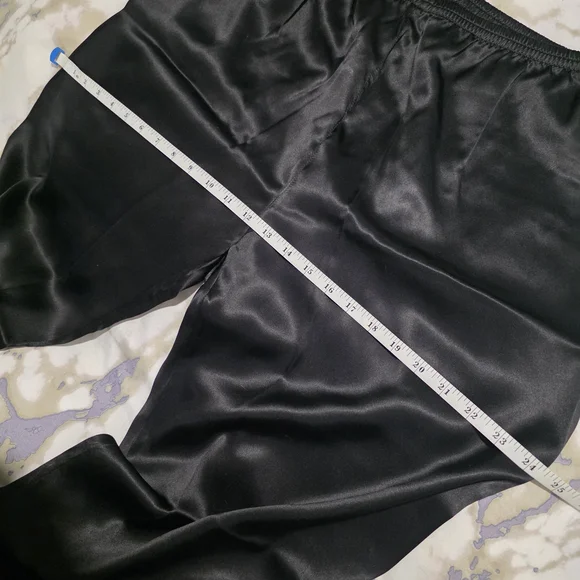 NWT Amazing Women's Black 100% Mulberry Silk  Pajama with White Piping, Size XXL - Picture 9 of 16